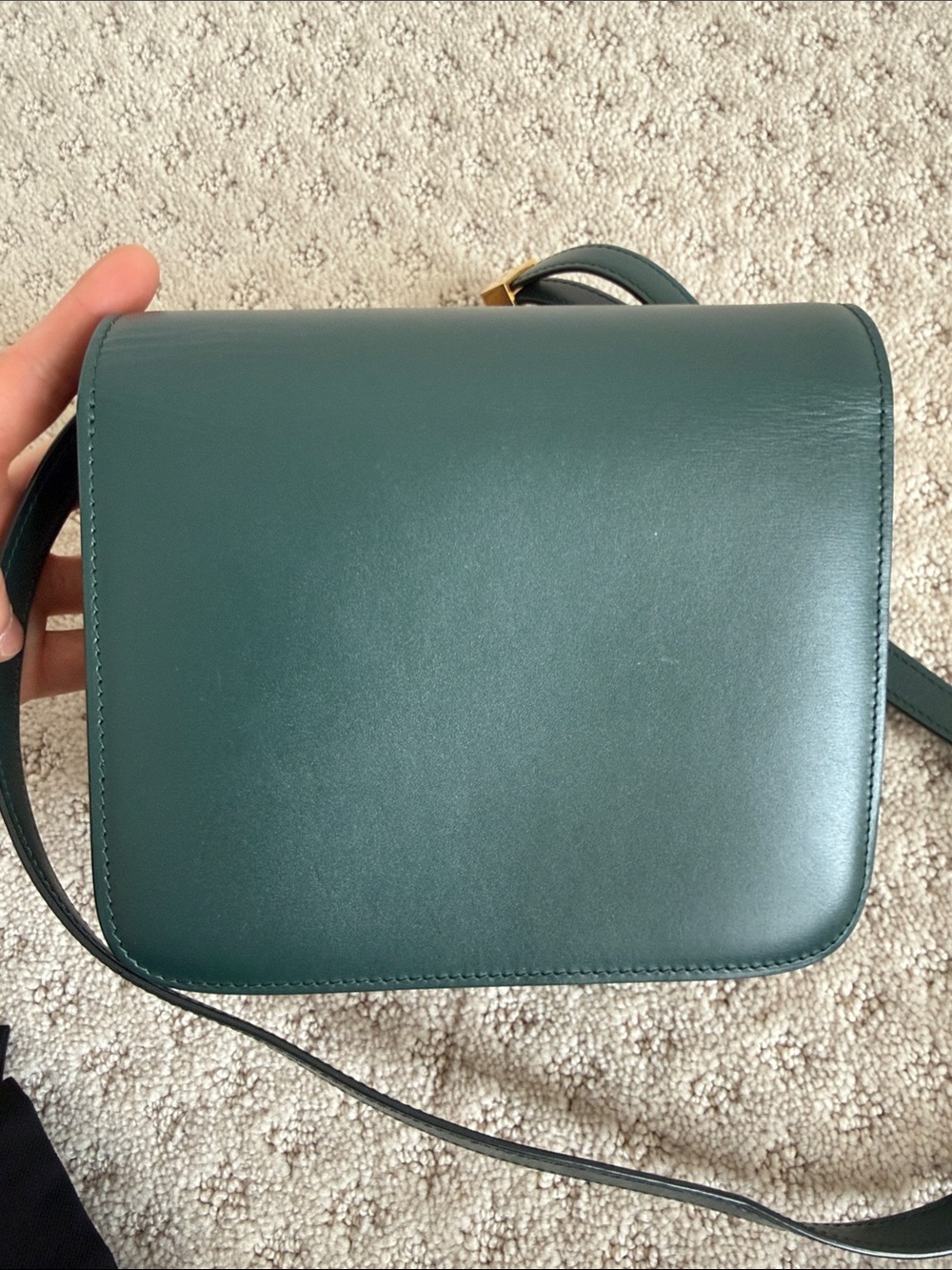 Celine Forest Green Leather Shoulder Bag with Gold Hardware - Picture 4 of 5